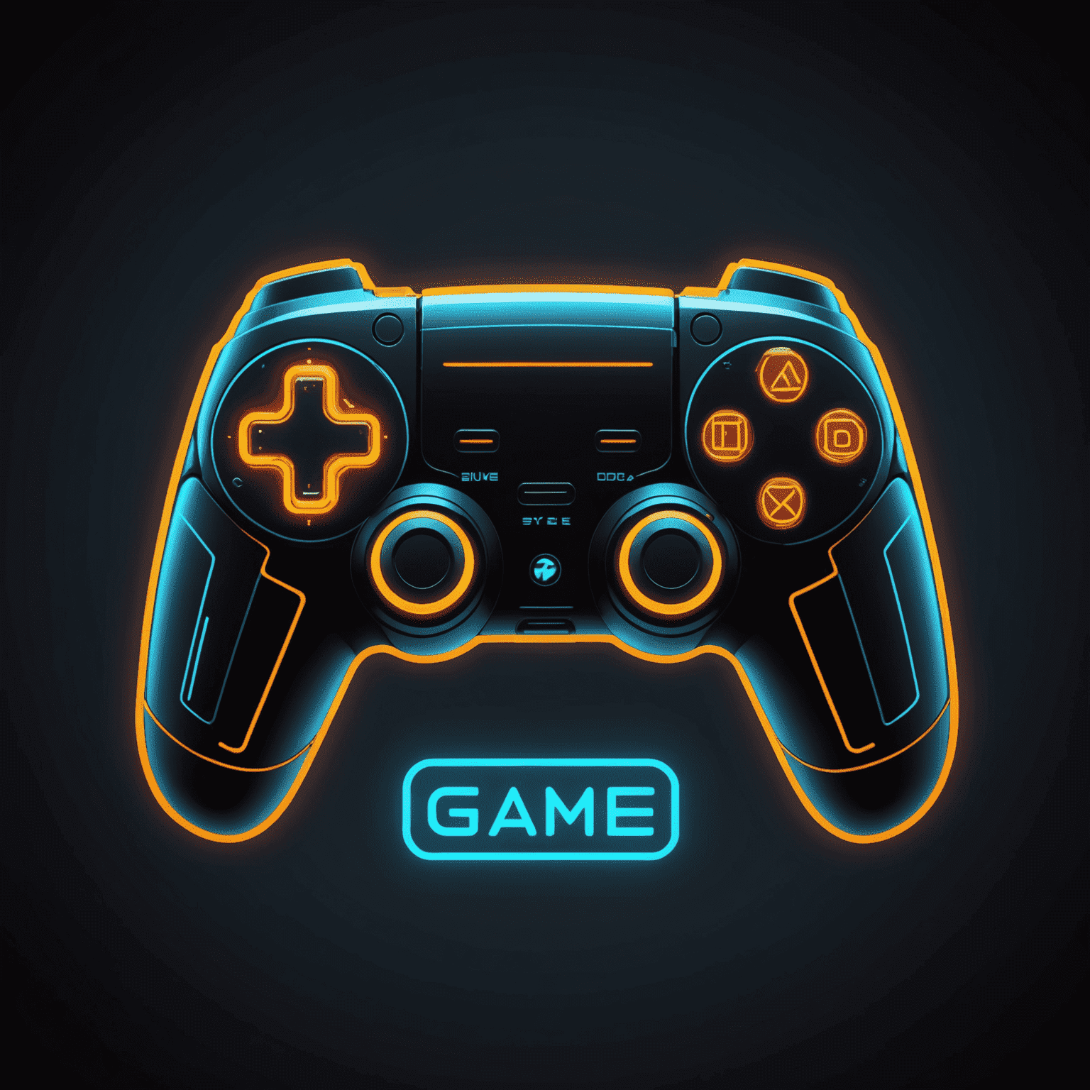 Modern Game Development Logo - A futuristic, stylized controller icon with neon outlines